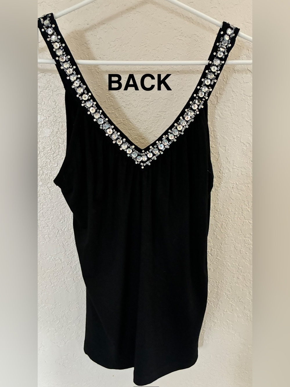 Sweet by Miss Me Black V-neck Sequin Tank Top Size L Y2K Boho Cocktail - Picture 4 of 6